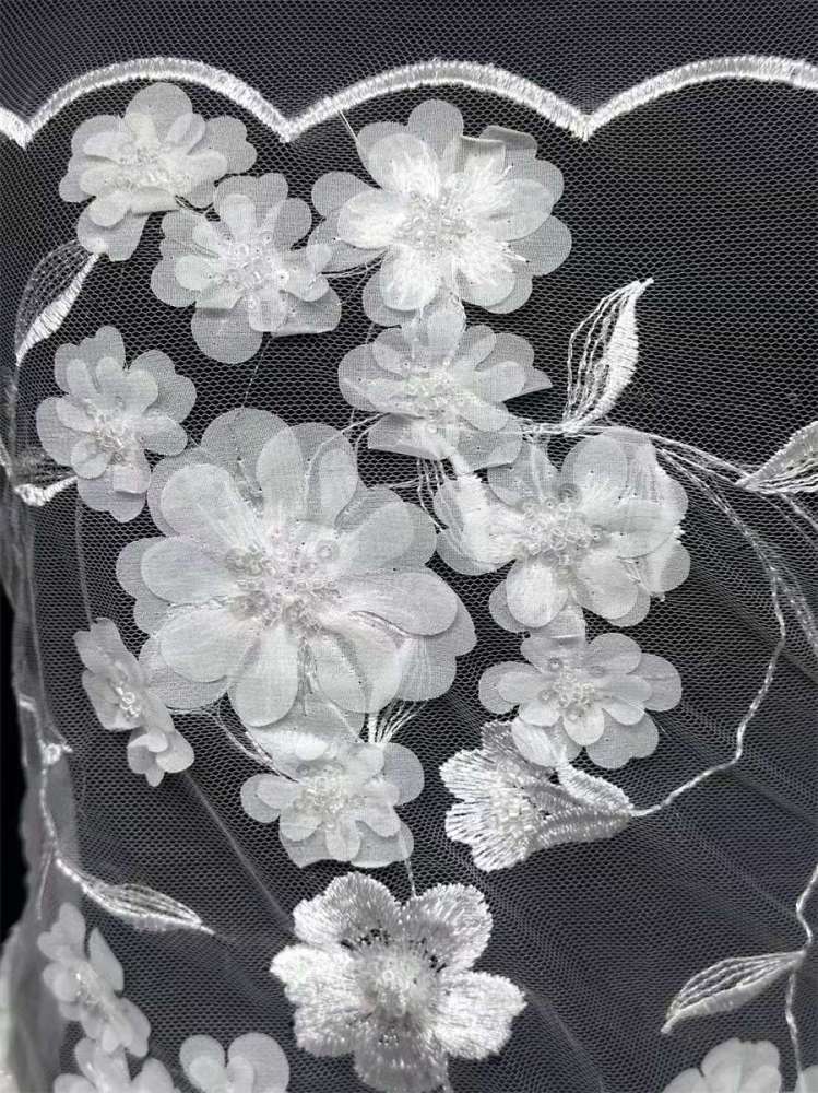 Bridal Lace Fabric - 5 Yards - Beaded Wedding Lace Fabric | HN601