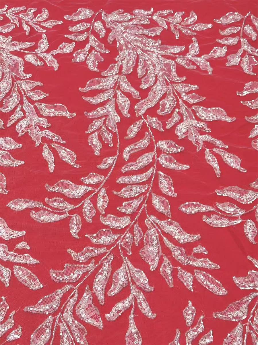Bridal Lace Fabric - 5 Yards - Beaded Wedding Lace Fabric | HN603