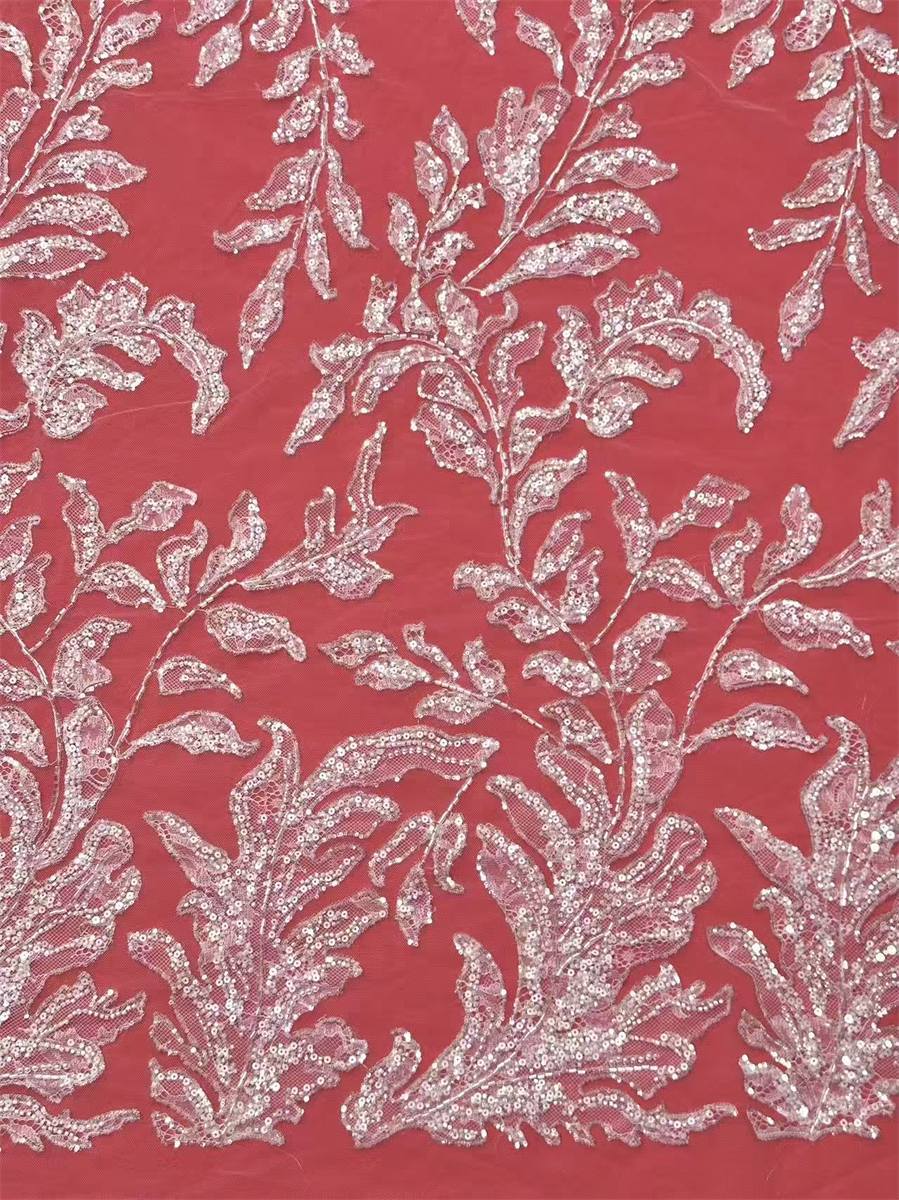 Bridal Lace Fabric - 5 Yards - Beaded Wedding Lace Fabric | HN603