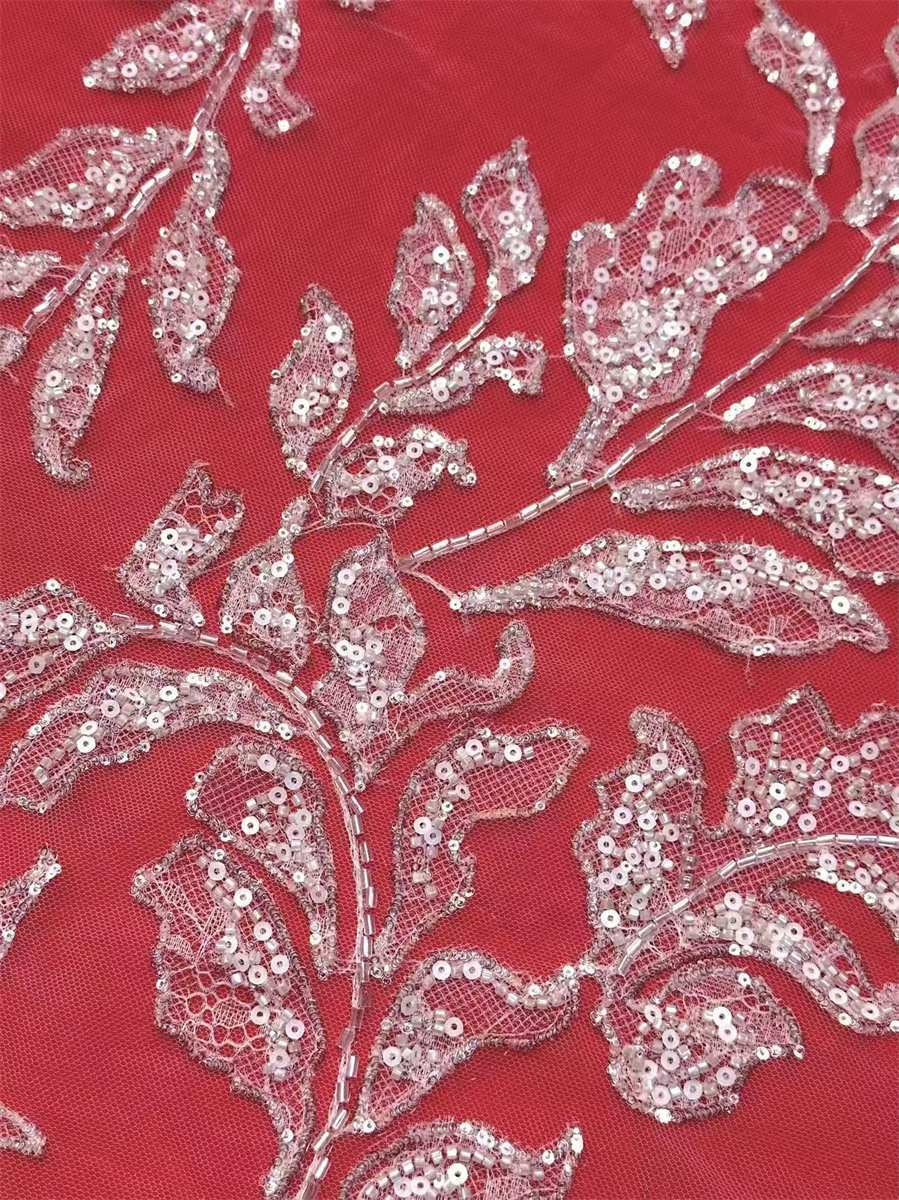 Bridal Lace Fabric - 5 Yards - Beaded Wedding Lace Fabric | HN603
