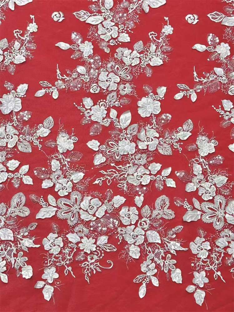 Bridal Lace Fabric - 5 Yards - Beaded Wedding Lace Fabric | HN604