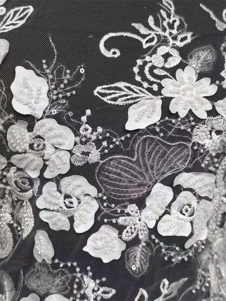 Bridal Lace Fabric - 5 Yards - Beaded Wedding Lace Fabric | HN604