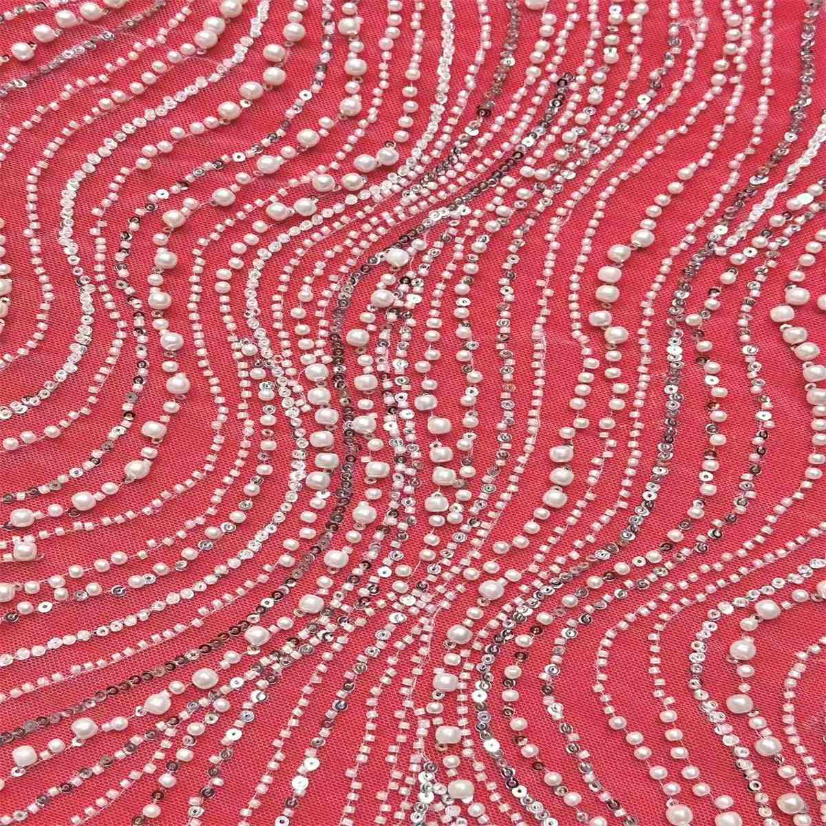 Bridal Lace Fabric - 5 Yards - Beaded Wedding Lace Fabric | HN605