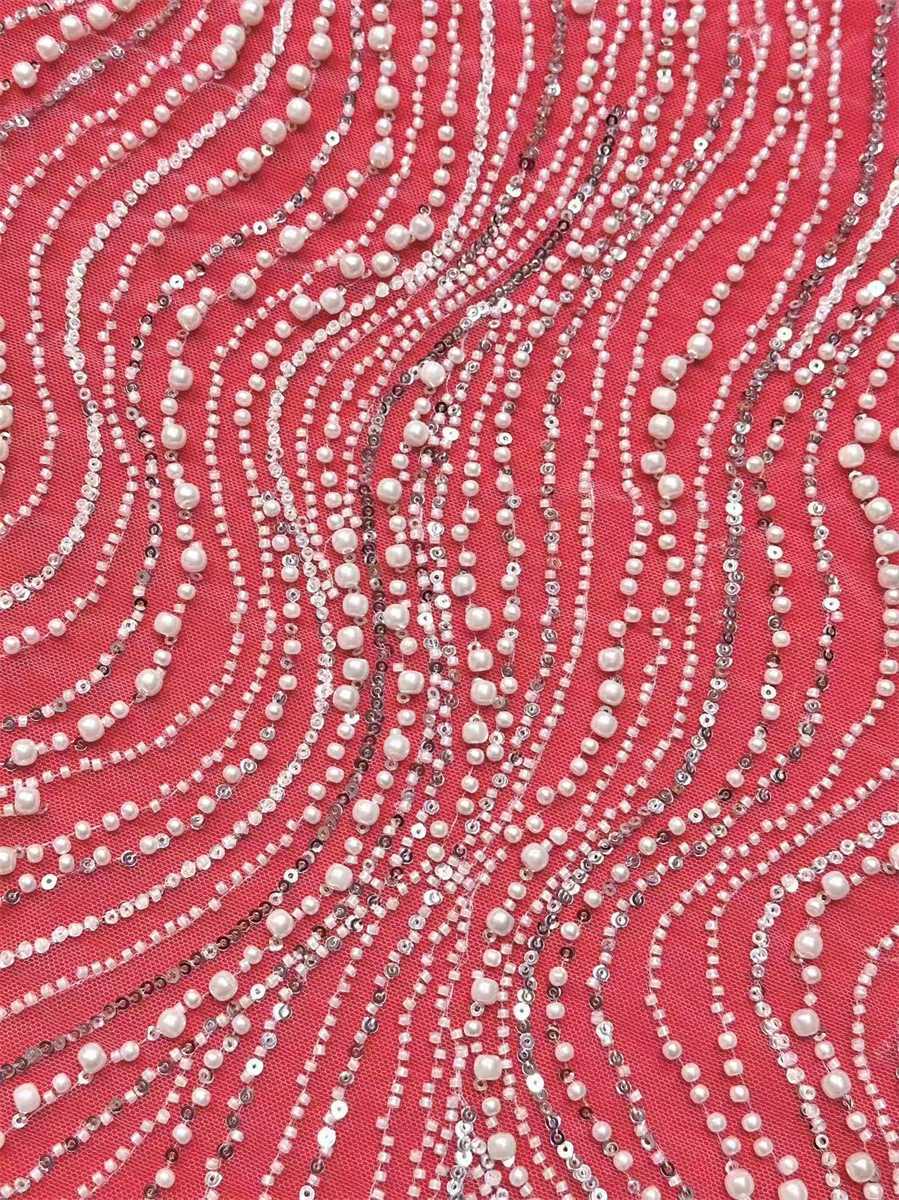 Bridal Lace Fabric - 5 Yards - Beaded Wedding Lace Fabric | HN605