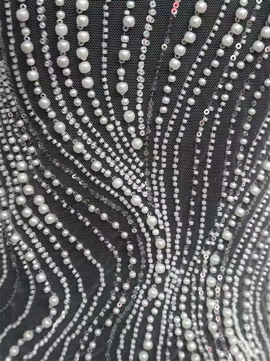 Bridal Lace Fabric - 5 Yards - Beaded Wedding Lace Fabric | HN605