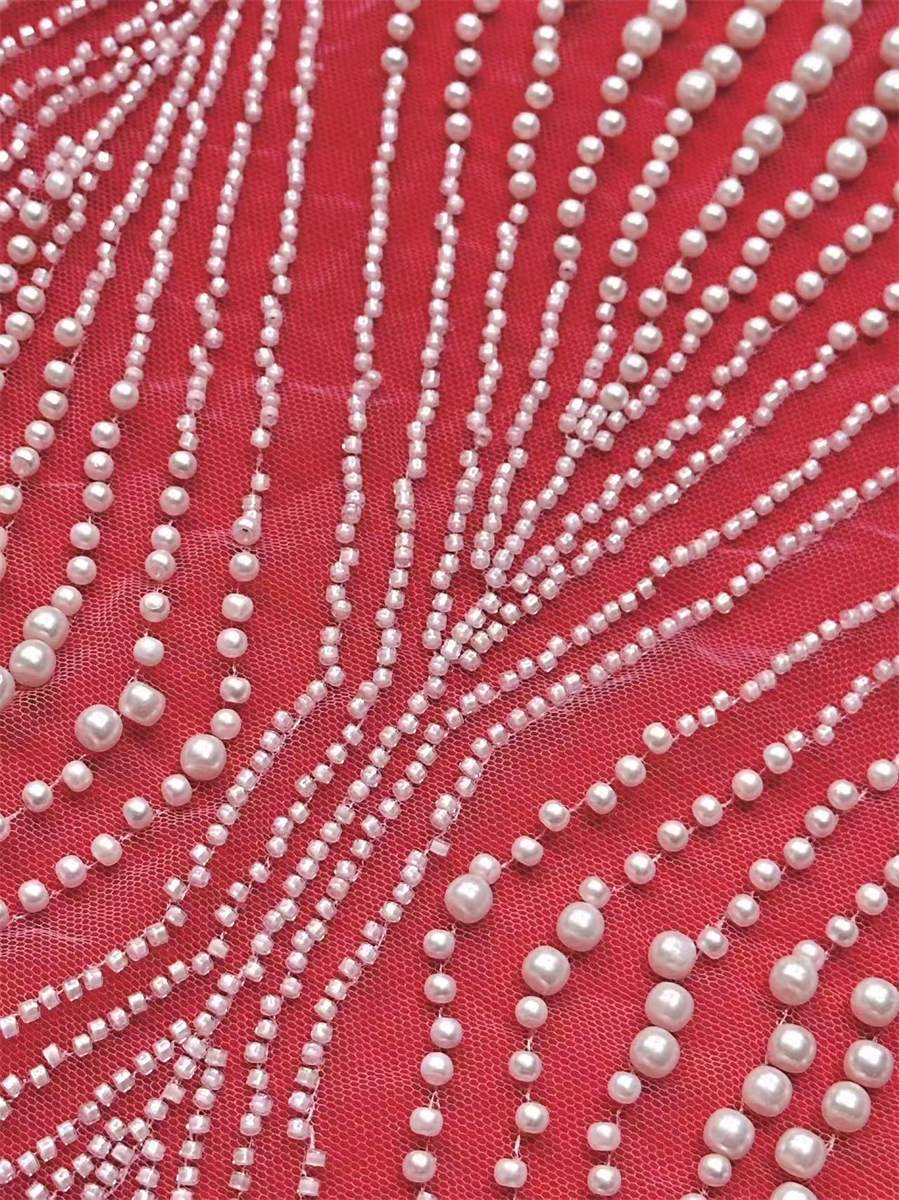 Bridal Lace Fabric - 5 Yards - Beaded Wedding Lace Fabric | HN606