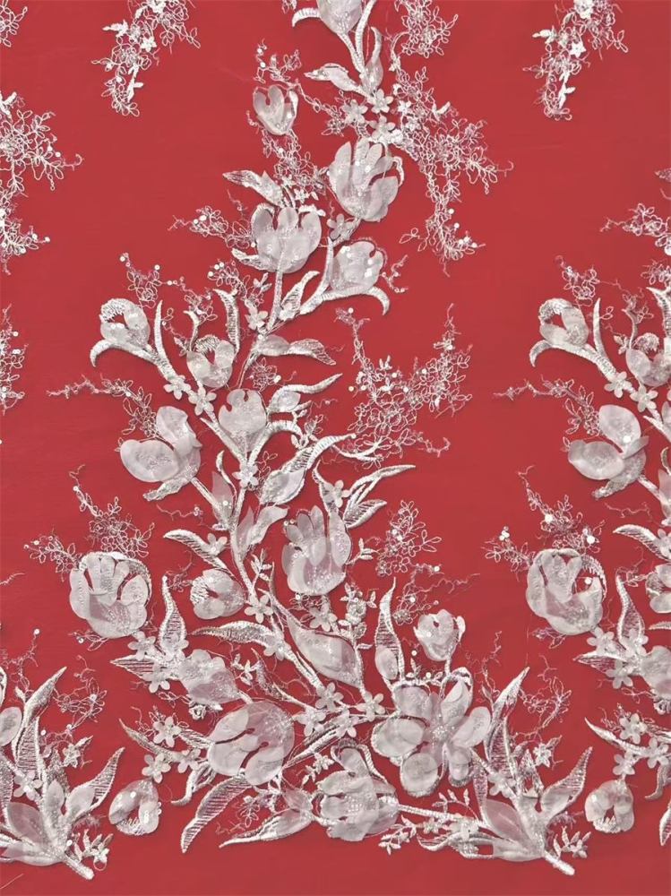 Bridal Lace Fabric - 5 Yards - Beaded Wedding Lace Fabric | HN608