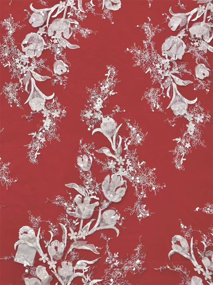 Bridal Lace Fabric - 5 Yards - Beaded Wedding Lace Fabric | HN608