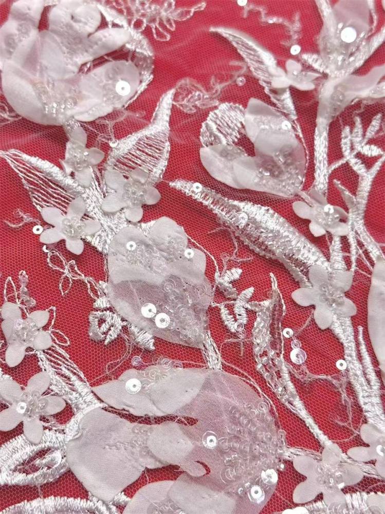Bridal Lace Fabric - 5 Yards - Beaded Wedding Lace Fabric | HN608