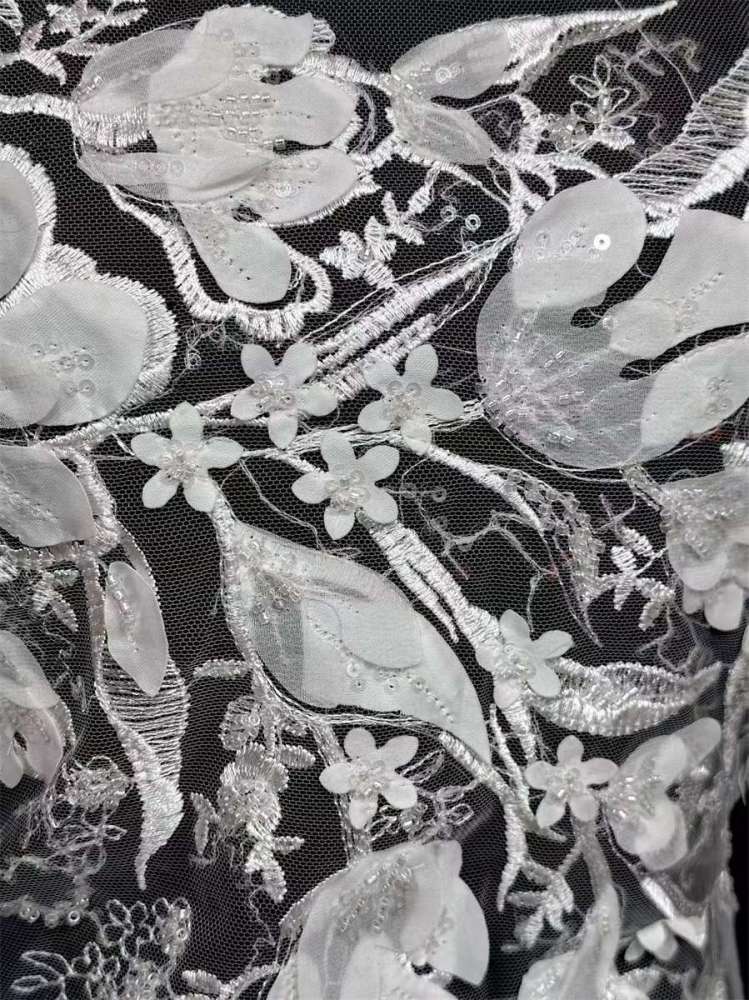 Bridal Lace Fabric - 5 Yards - Beaded Wedding Lace Fabric | HN608