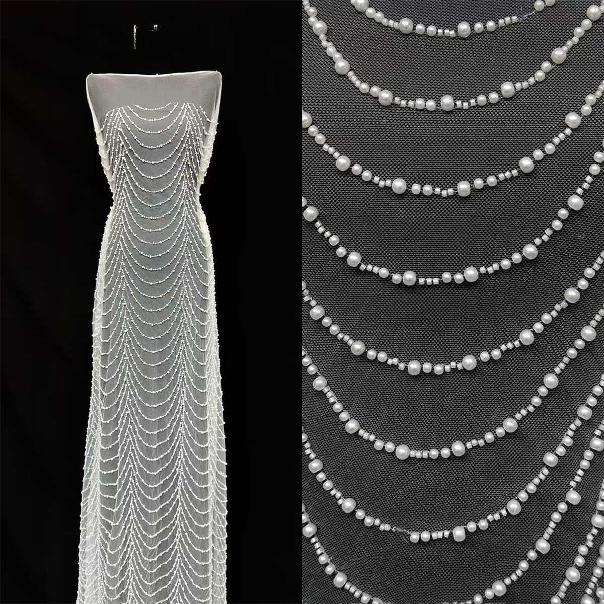 Bridal Lace Fabric - 5 Yards - Beaded Wedding Lace Fabric | HN609