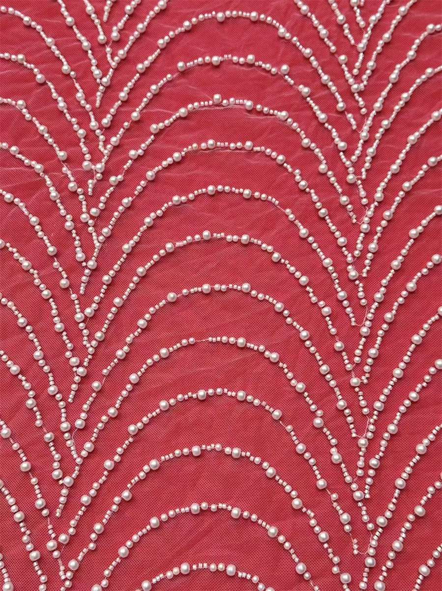 Bridal Lace Fabric - 5 Yards - Beaded Wedding Lace Fabric | HN609