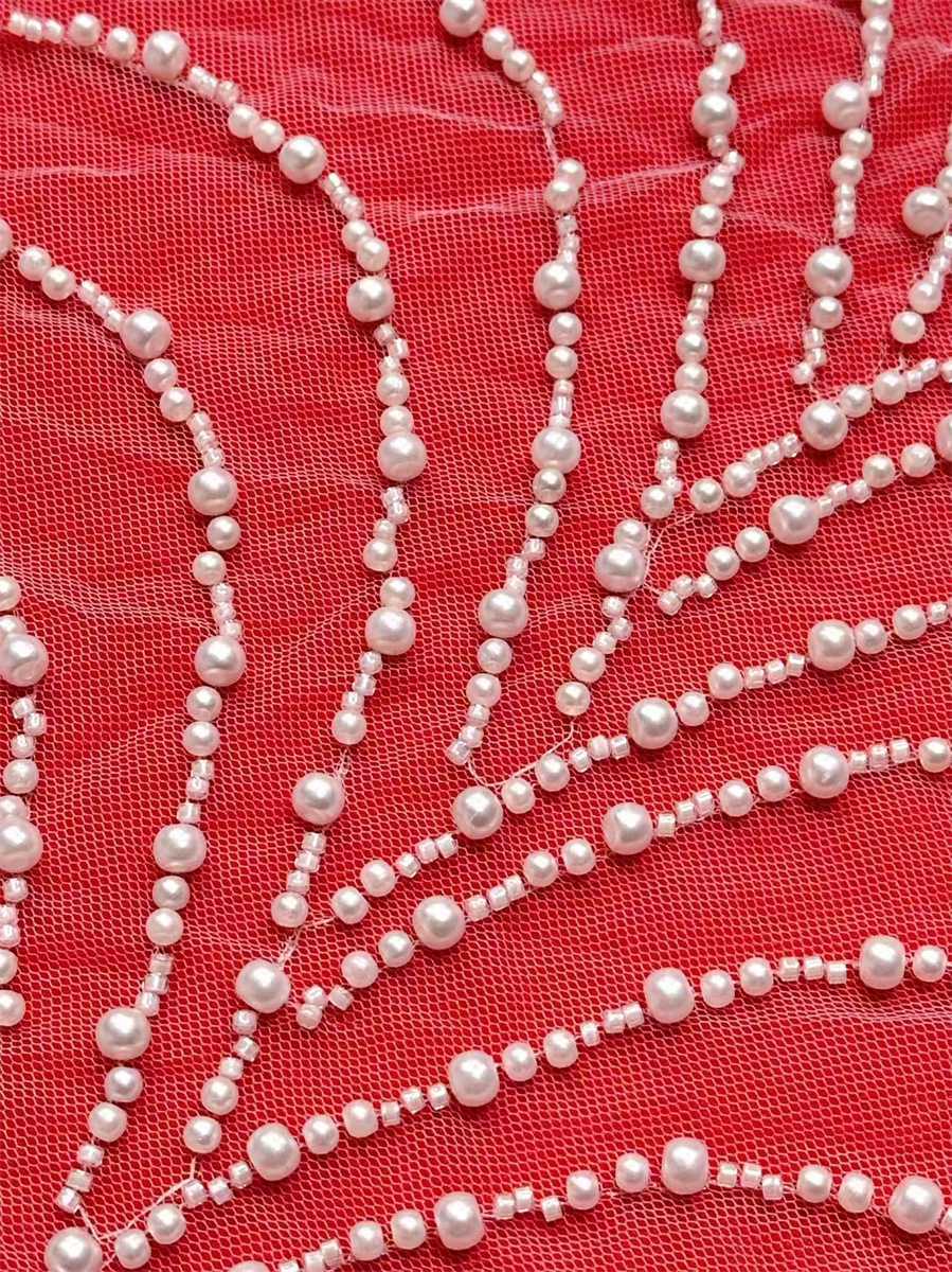 Bridal Lace Fabric - 5 Yards - Beaded Wedding Lace Fabric | HN609