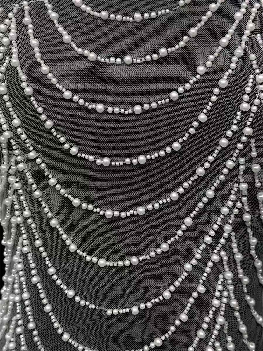 Bridal Lace Fabric - 5 Yards - Beaded Wedding Lace Fabric | HN609