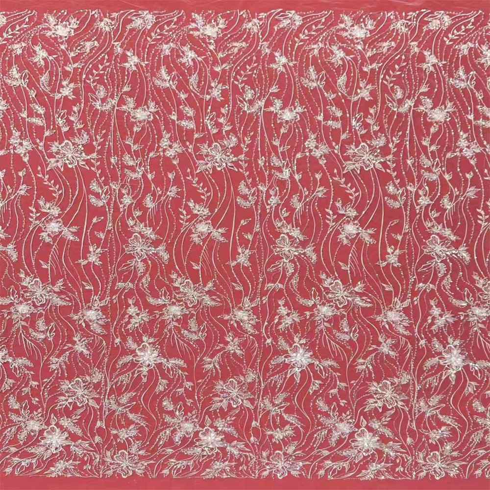 Bridal Lace Fabric - 5 Yards - Beaded Wedding Lace Fabric | HN610