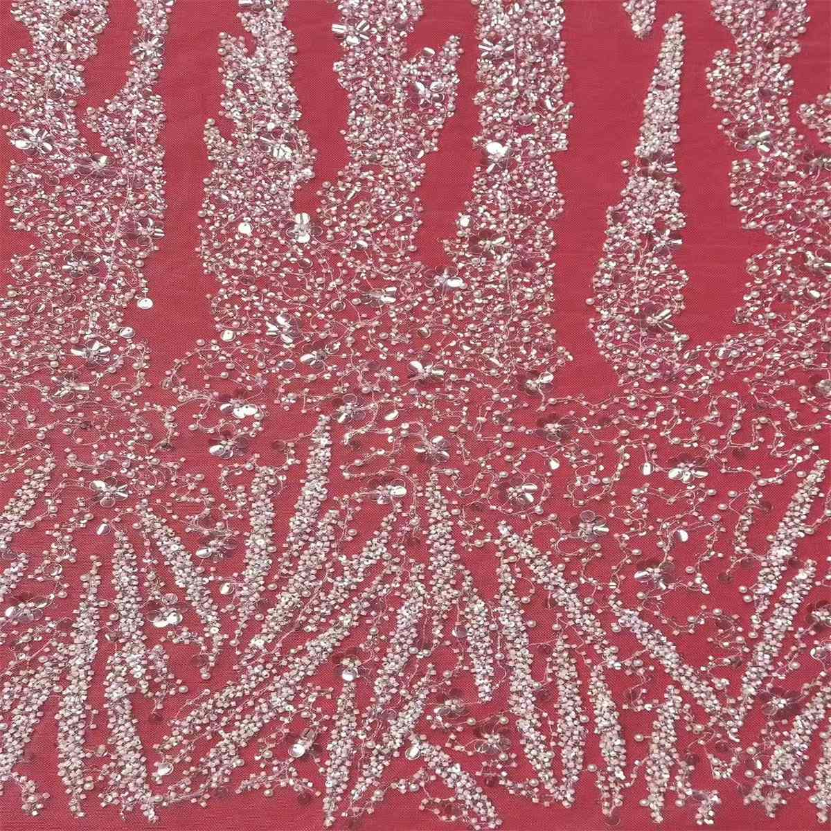 Bridal Lace Fabric - 5 Yards - Beaded Wedding Lace Fabric | HN618