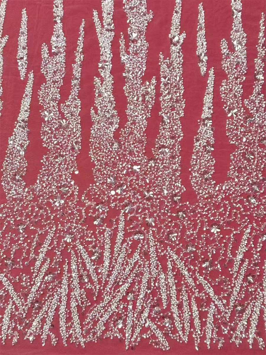 Bridal Lace Fabric - 5 Yards - Beaded Wedding Lace Fabric | HN618