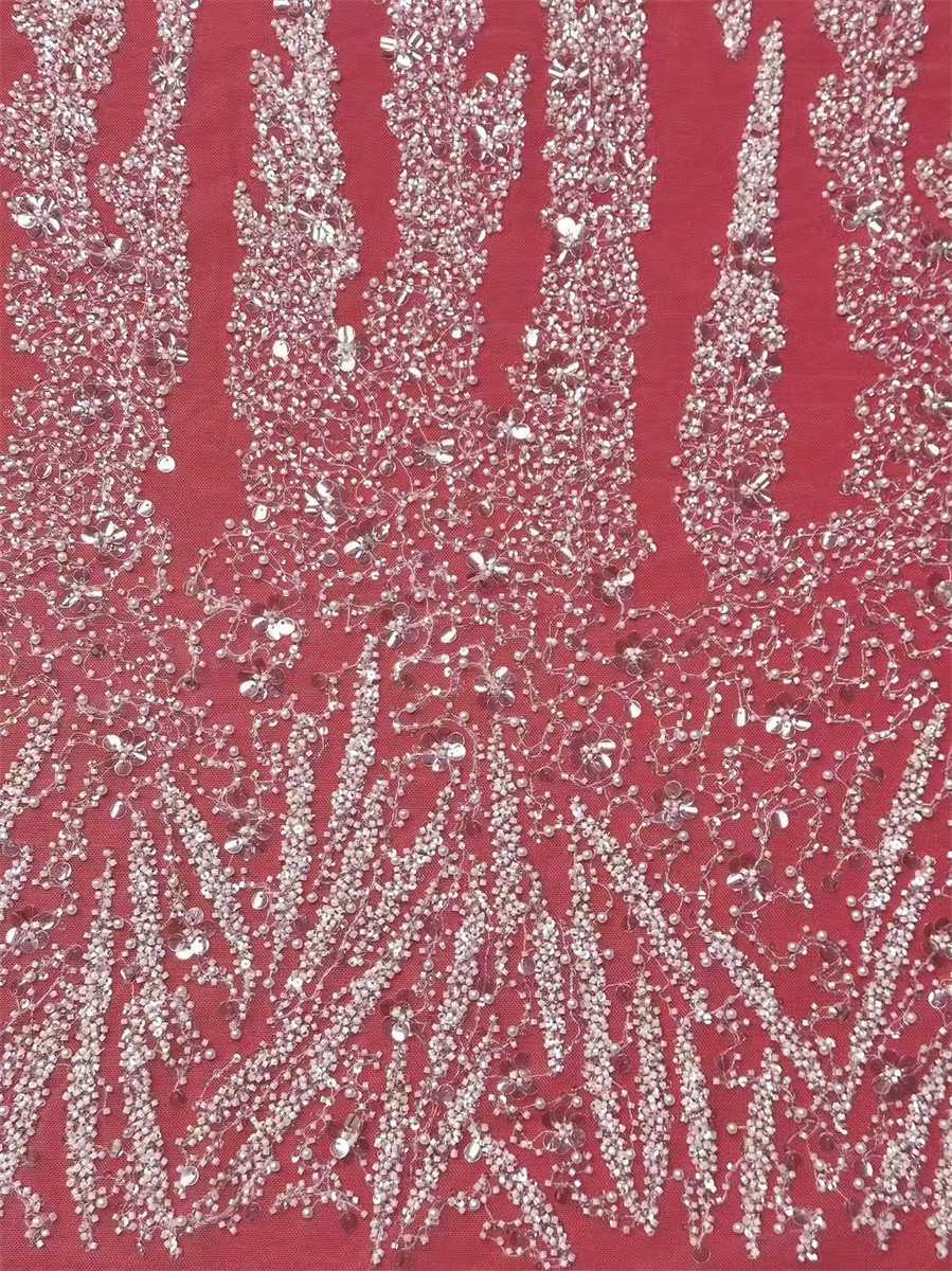 Bridal Lace Fabric - 5 Yards - Beaded Wedding Lace Fabric | HN618