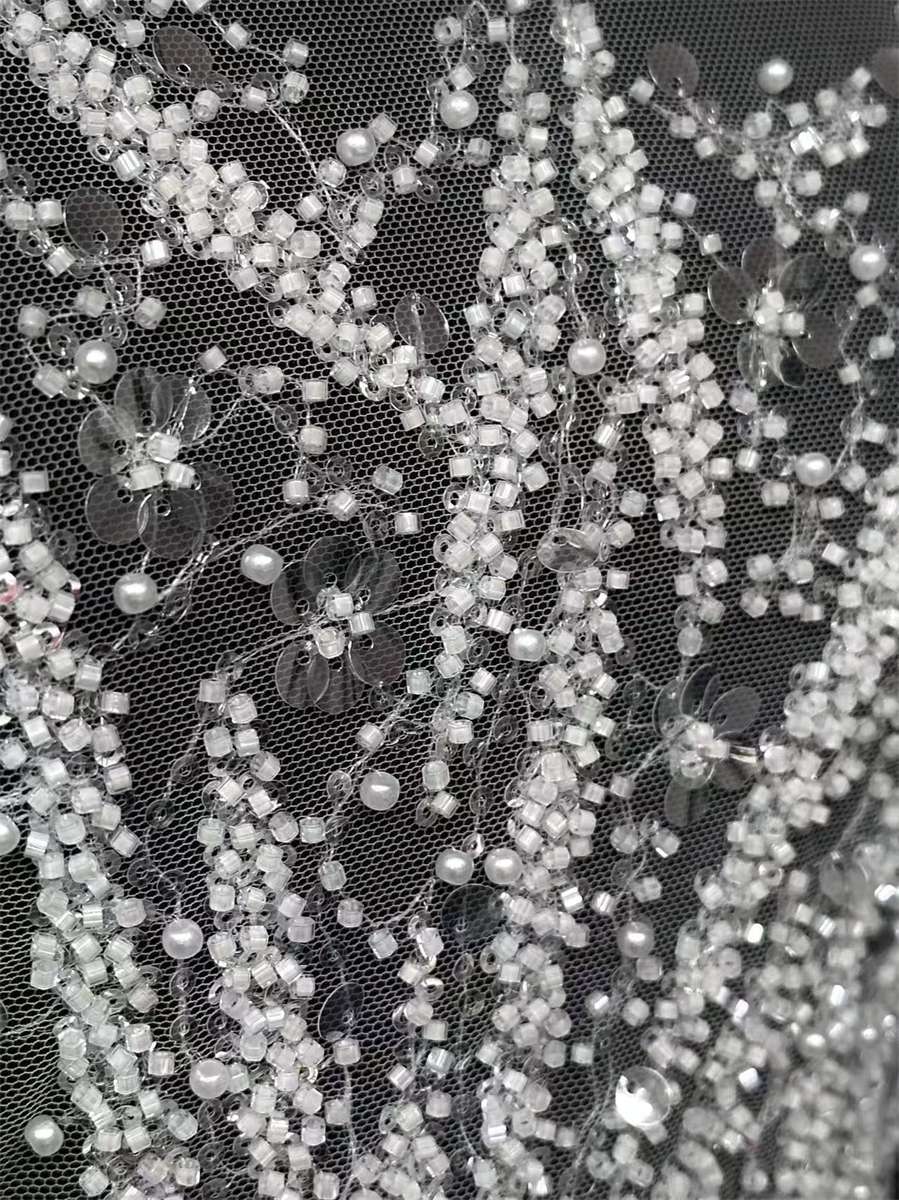 Bridal Lace Fabric - 5 Yards - Beaded Wedding Lace Fabric | HN618