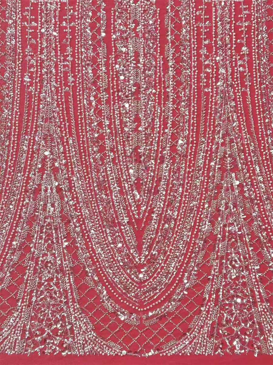 Bridal Lace Fabric - 5 Yards - Beaded Wedding Lace Fabric | HN620