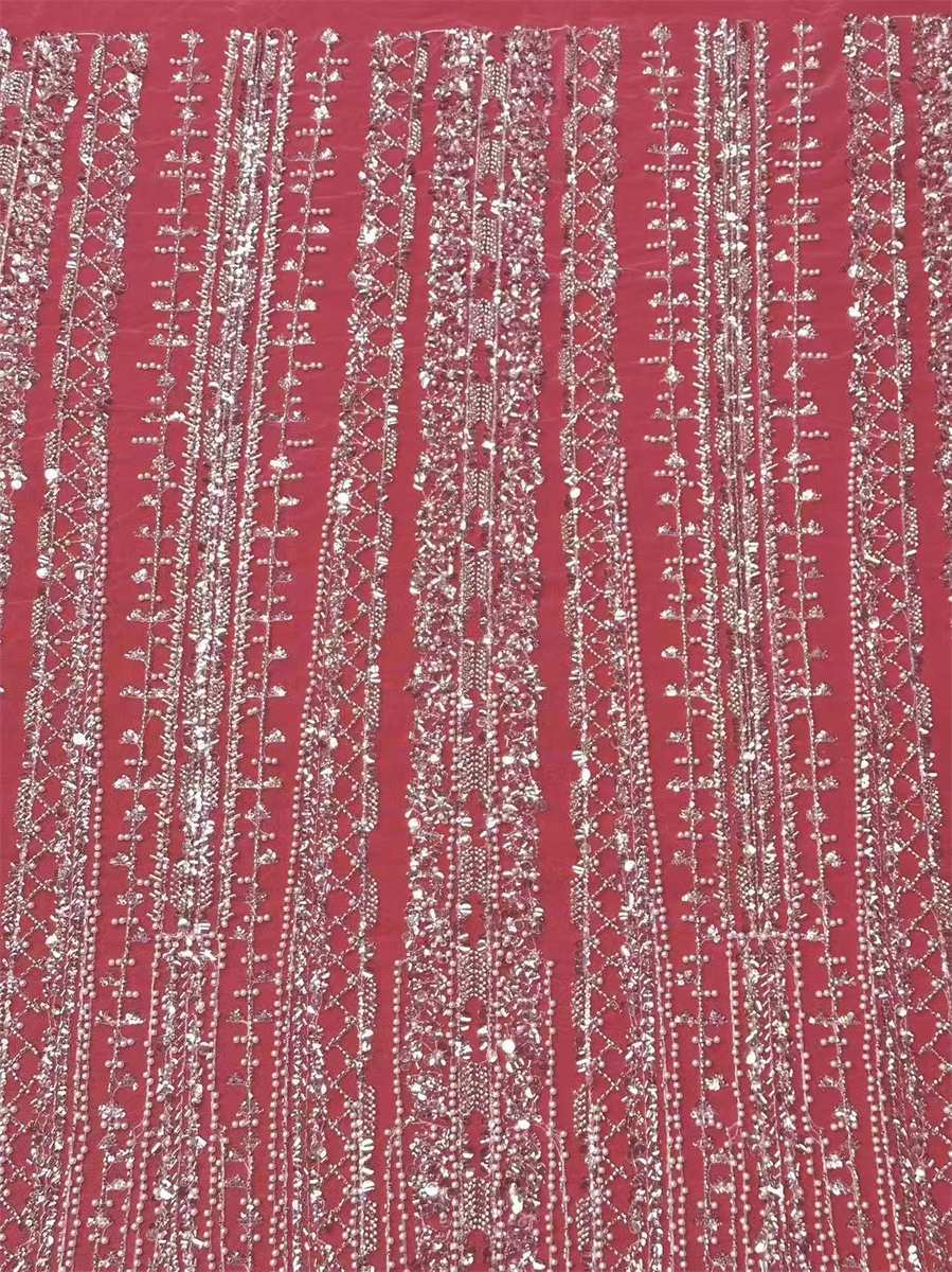 Bridal Lace Fabric - 5 Yards - Beaded Wedding Lace Fabric | HN620