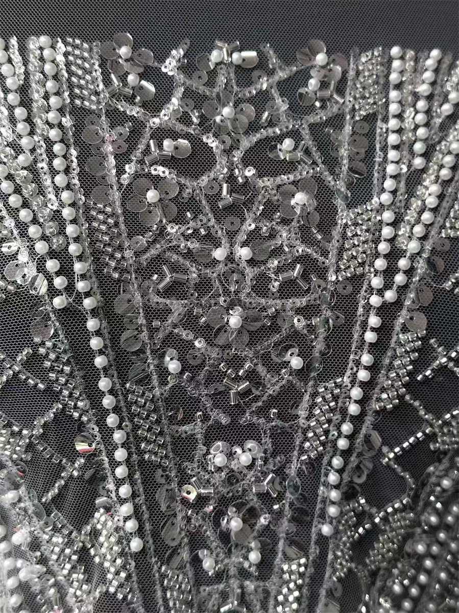 Bridal Lace Fabric - 5 Yards - Beaded Wedding Lace Fabric | HN620