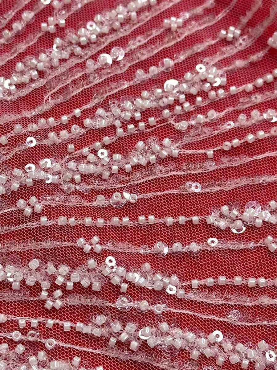 Bridal Lace Fabric - 5 Yards - Beaded Wedding Lace Fabric | HN621