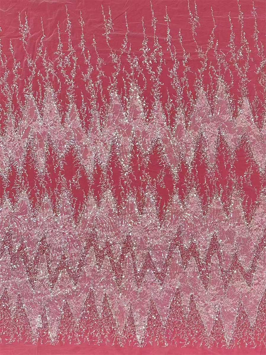 Bridal Lace Fabric - 5 Yards - Beaded Wedding Lace Fabric | HN622