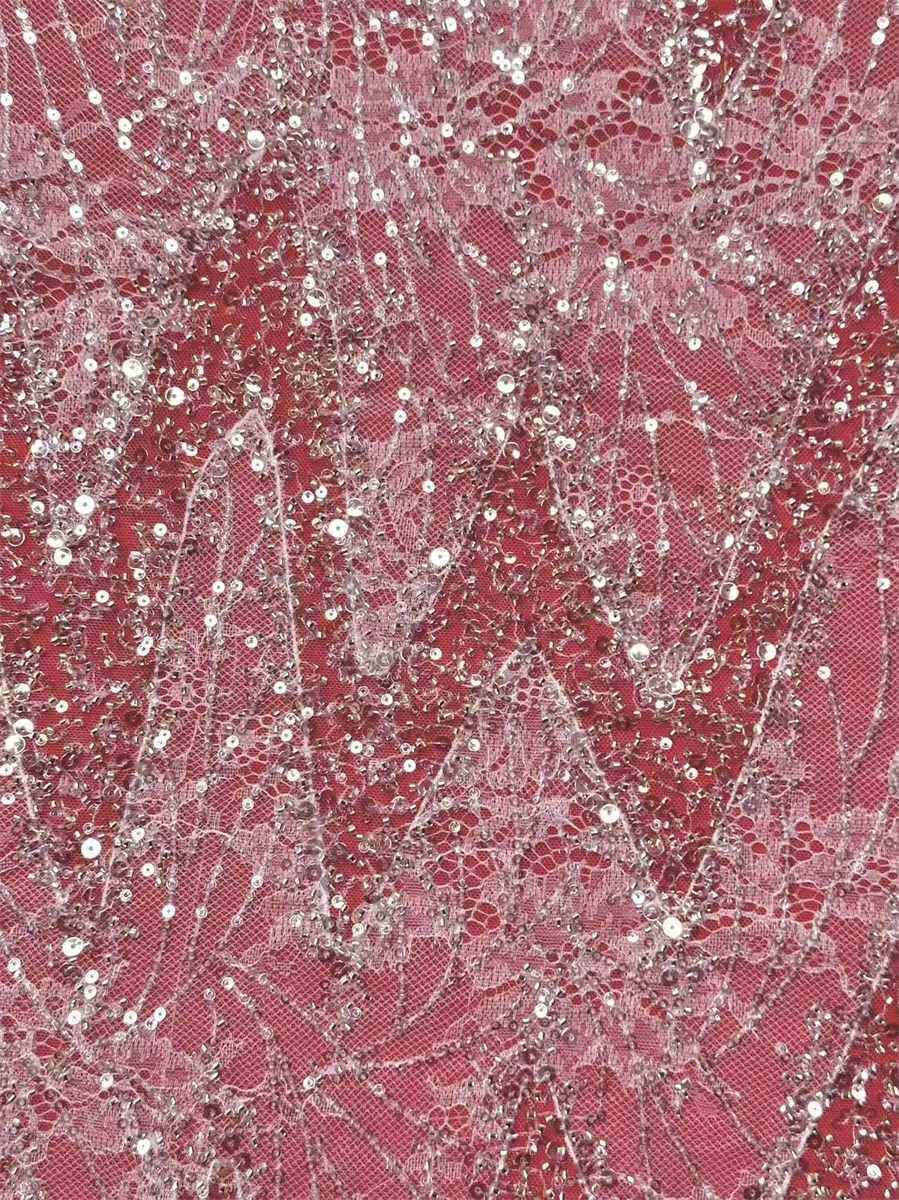 Bridal Lace Fabric - 5 Yards - Beaded Wedding Lace Fabric | HN622