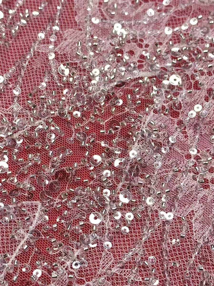 Bridal Lace Fabric - 5 Yards - Beaded Wedding Lace Fabric | HN622