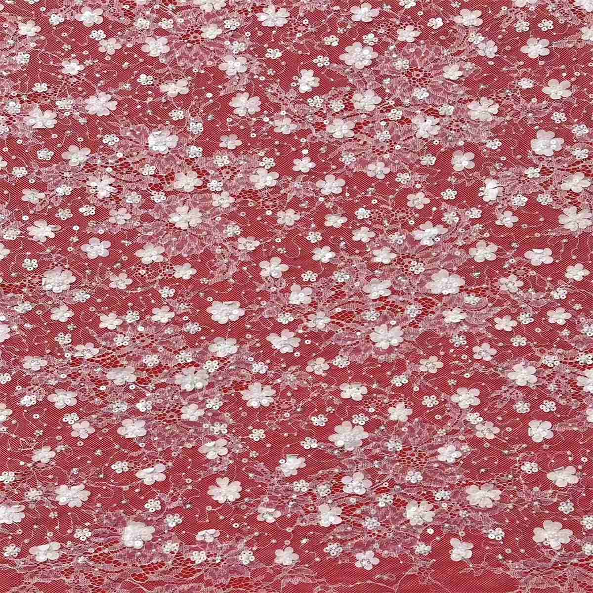 Bridal Lace Fabric - 5 Yards - Beaded Wedding Lace Fabric | HN623
