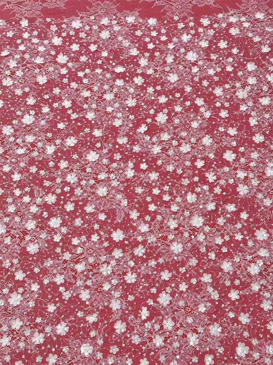 Bridal Lace Fabric - 5 Yards - Beaded Wedding Lace Fabric | HN623