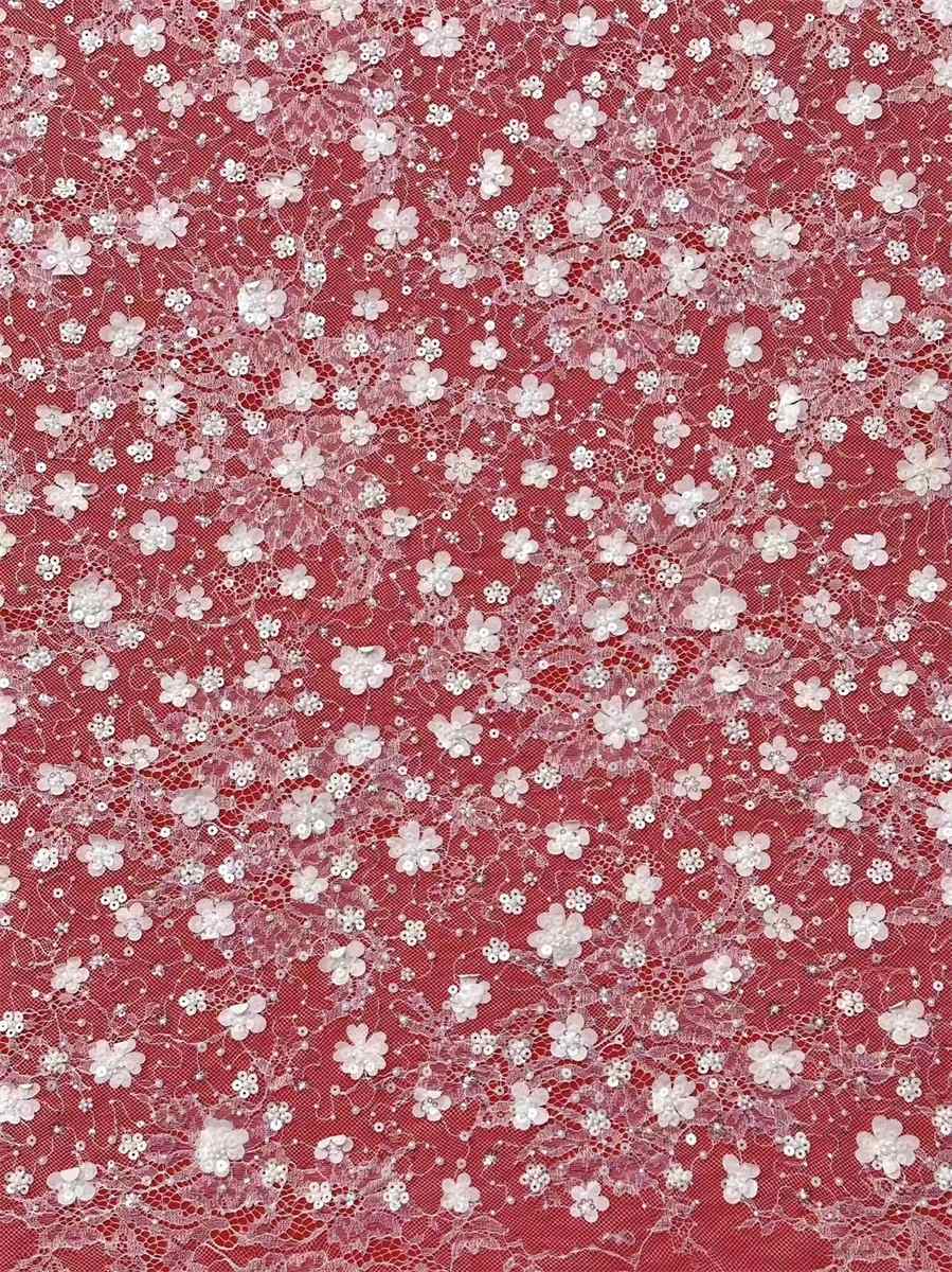 Bridal Lace Fabric - 5 Yards - Beaded Wedding Lace Fabric | HN623