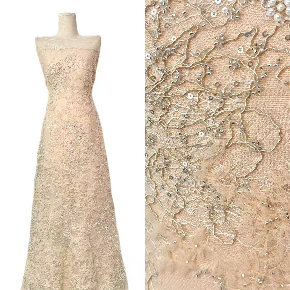 Beaded Tulle Fabric - 5 Yards | HN508