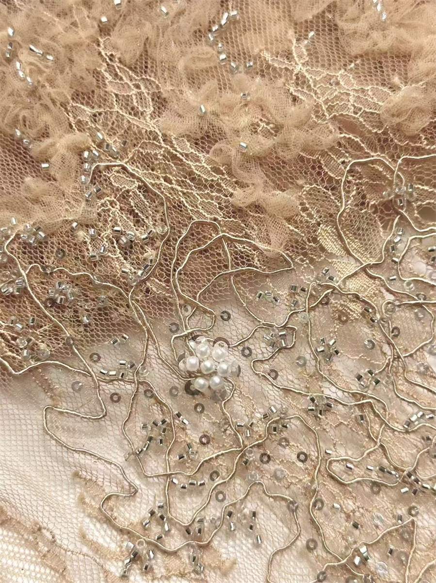 Beaded Tulle Fabric - 5 Yards | HN508