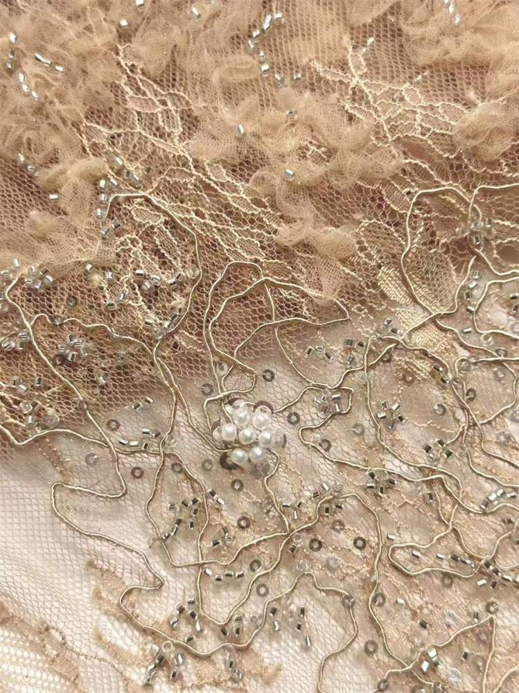 Beaded Tulle Fabric - 5 Yards | HN508
