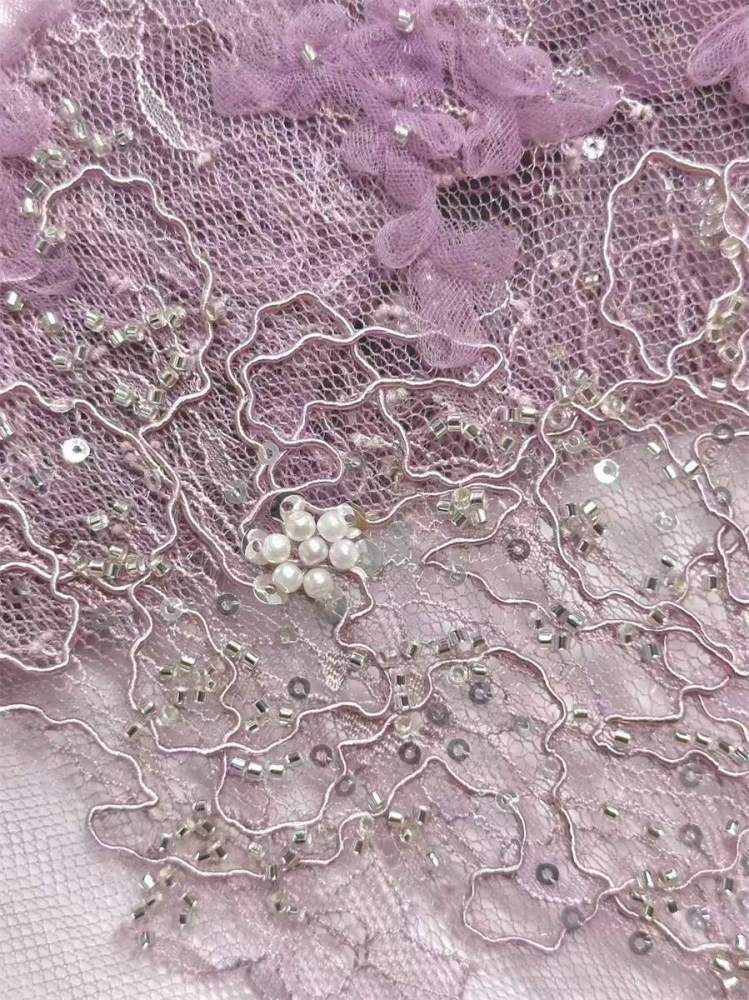 Beaded Tulle Fabric - 5 Yards | HN508