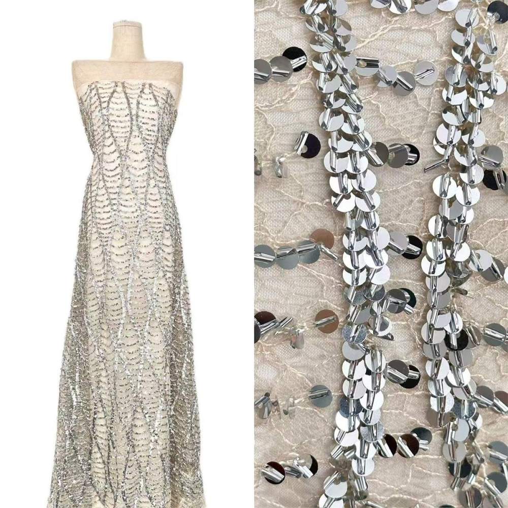 Beaded lace Fabric - 5 Yards | COD HN545