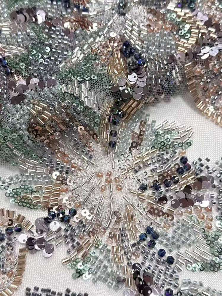 Beaded Tulle Fabric - 5 Yards | HN543