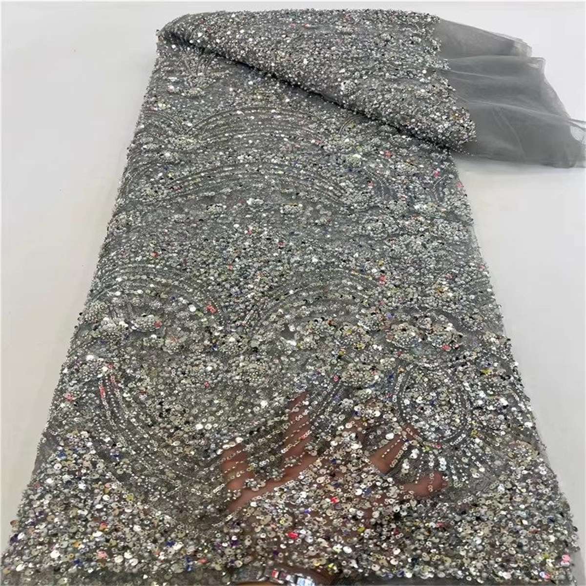 Beaded Tulle Fabric - 5 Yards | COD lil055