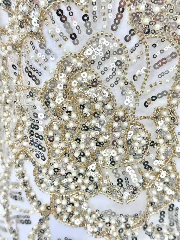 Beaded Tulle Fabric - 5 Yards | COD HN548