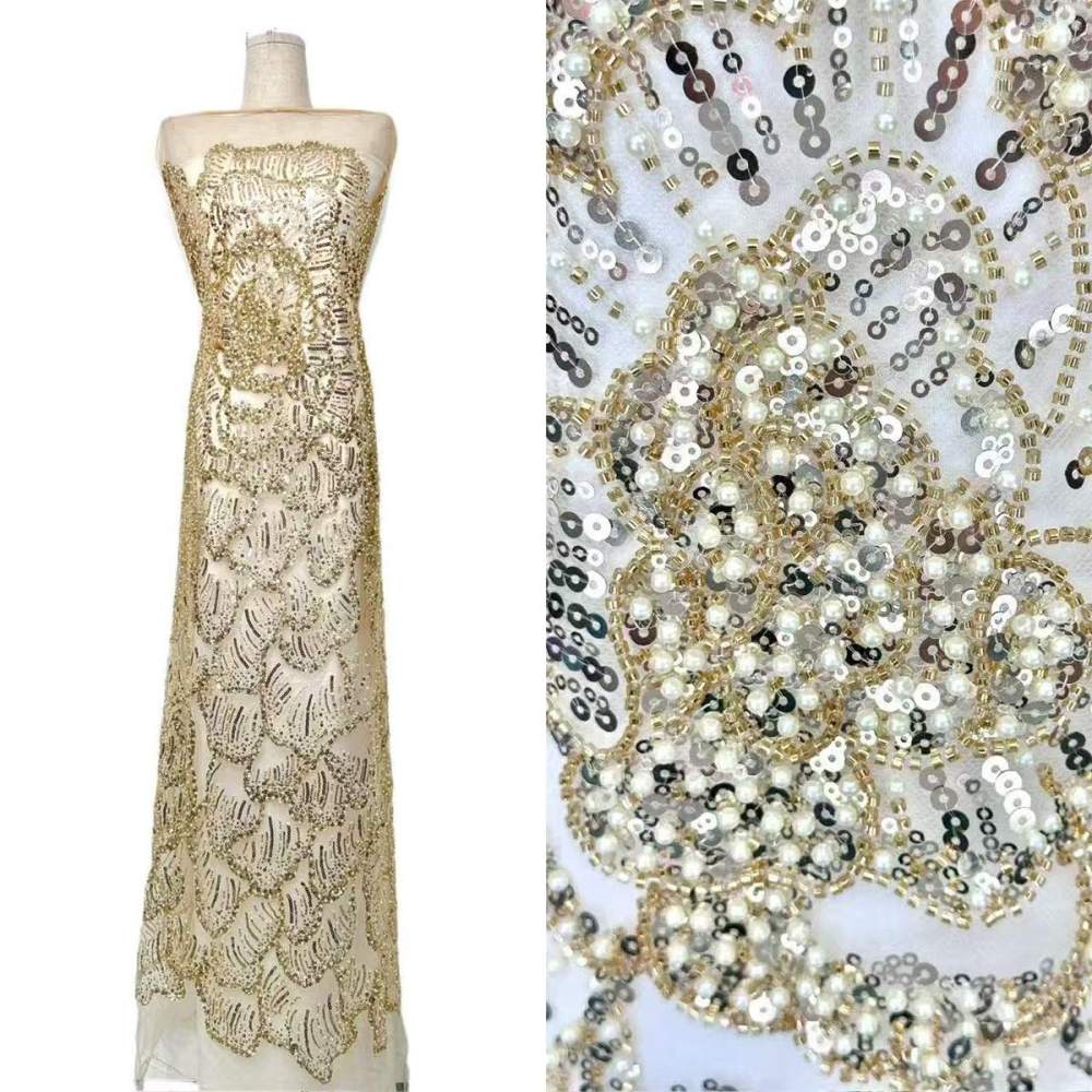 Beaded Tulle Fabric - 5 Yards | COD HN548