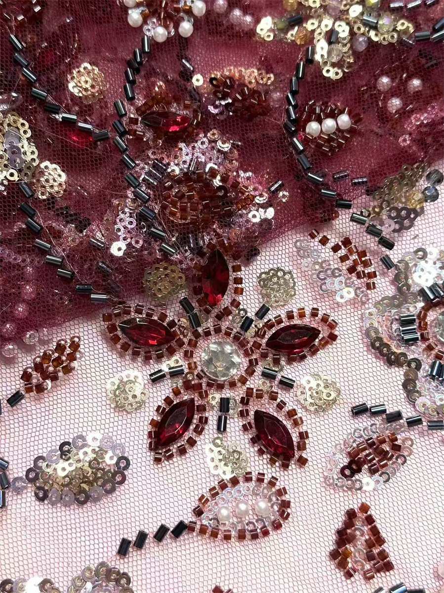 Beaded Tulle Fabric - 5 Yards | COD HN565