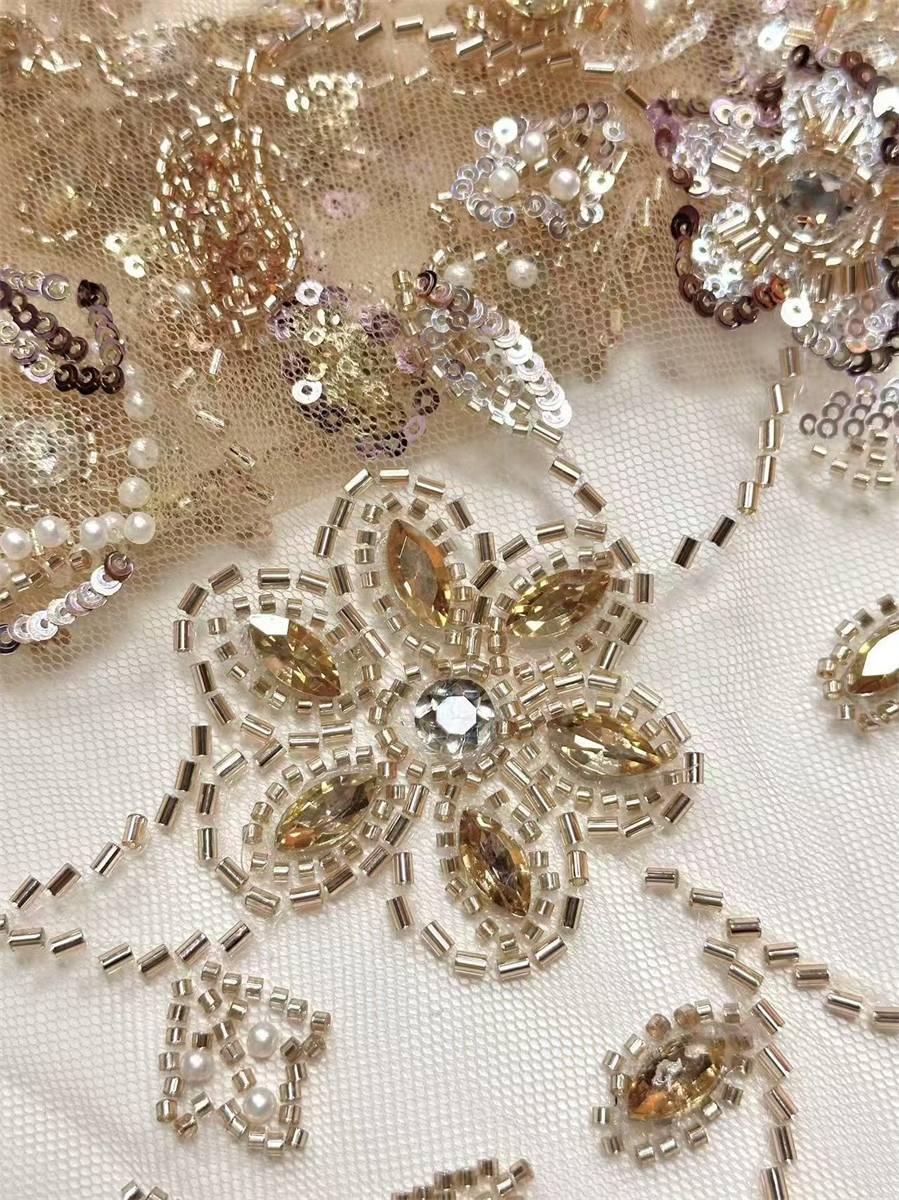 Beaded Tulle Fabric - 5 Yards | COD HN565