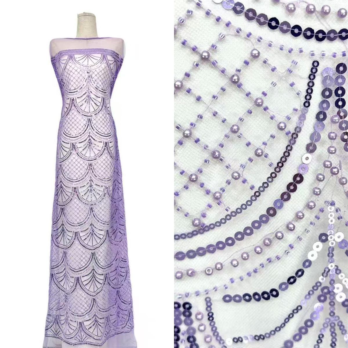 Beaded Tulle Fabric - 5 Yards | COD HN575