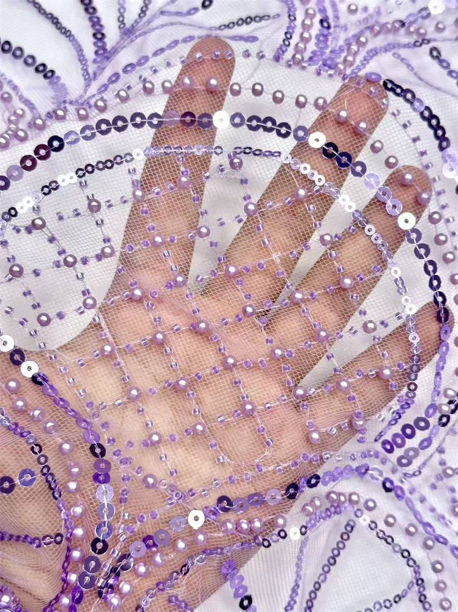 Beaded Tulle Fabric – 5 Yards
