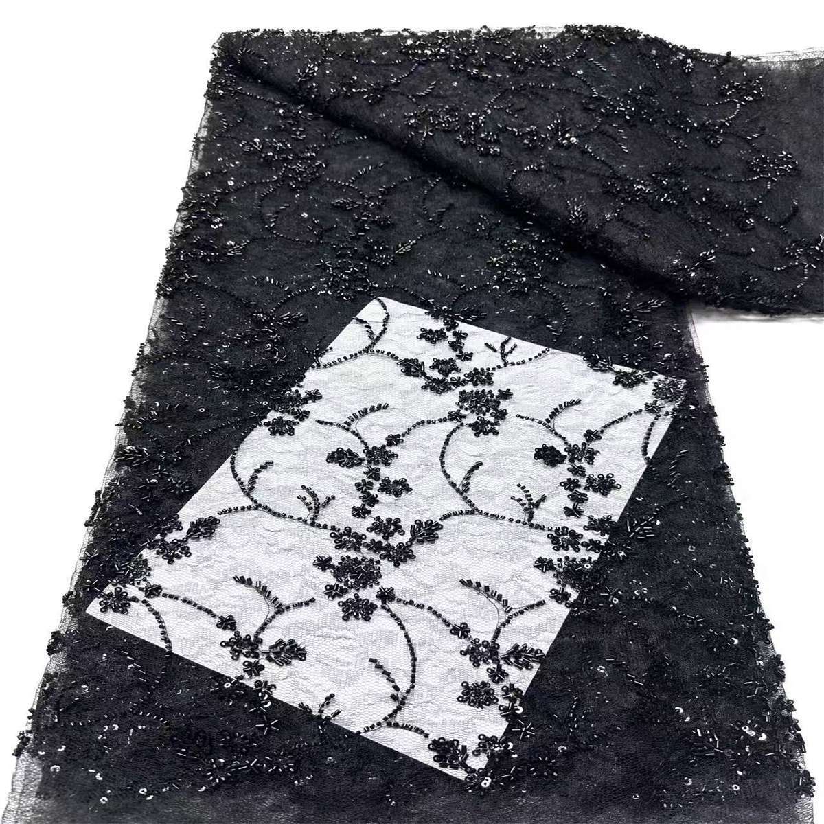 Beaded Lace Fabric - 5 Yards | COD HN557
