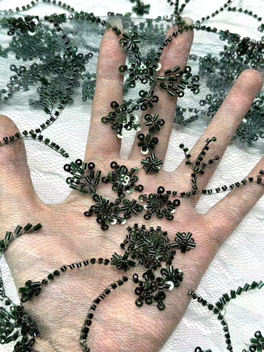 Beaded Lace Fabric - 5 Yards | COD HN557
