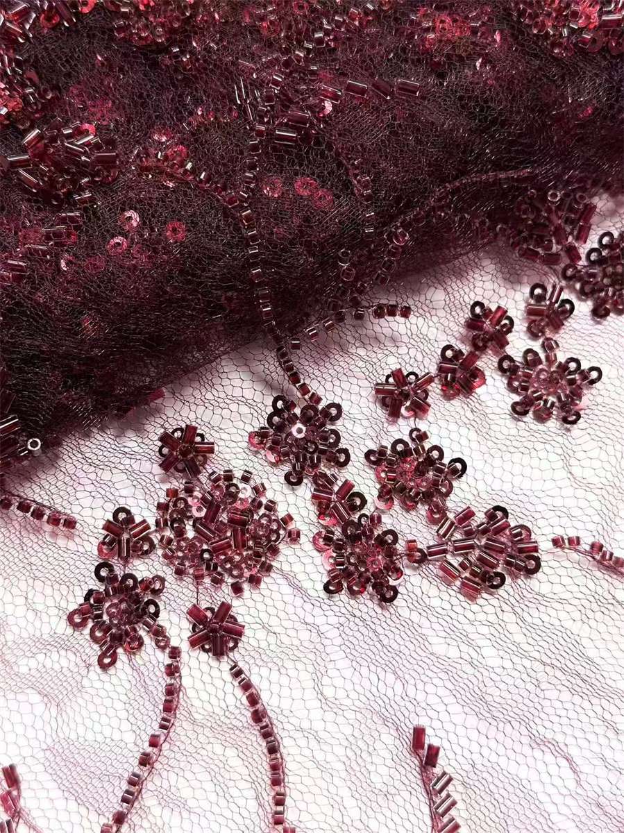 Beaded Lace Fabric - 5 Yards | COD HN557