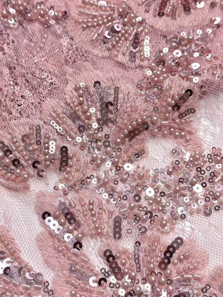Beaded Lace Fabric - 5 Yards | COD HN560